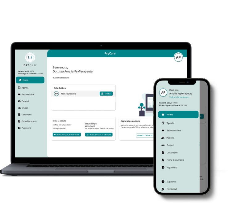 PsyCare Software di Psicologia Online - accessibile via pc e smartphone