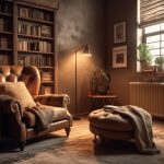 Studio di una casa con luce soffusa e poltrona - ambiente accogliente