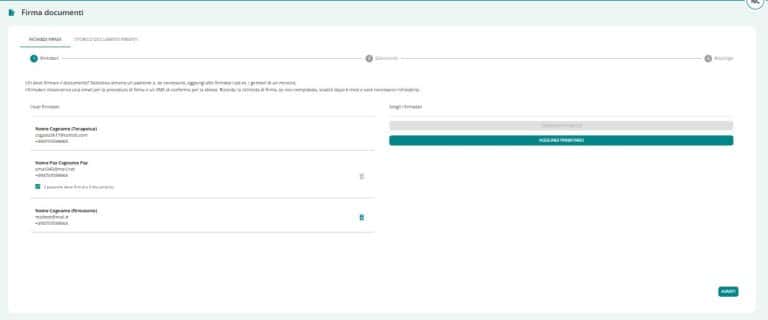 Sezione del flusso di richiesta FEA tramite il software PsyCare