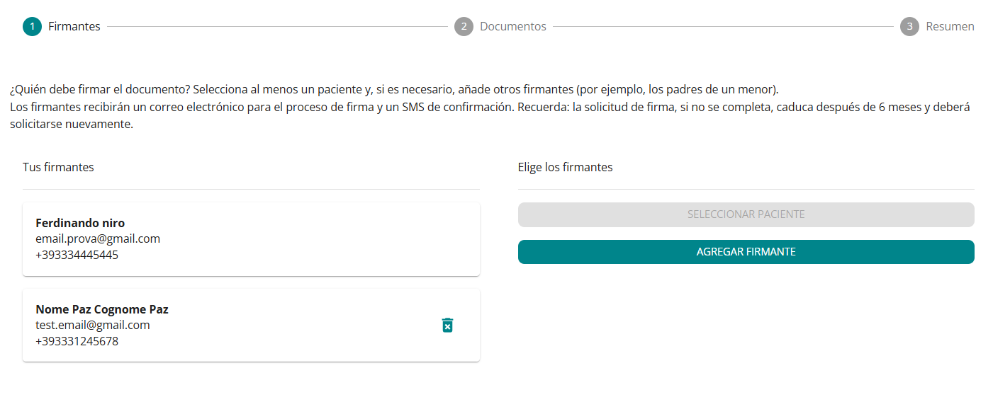 richiedi firma aggiunto paziente es