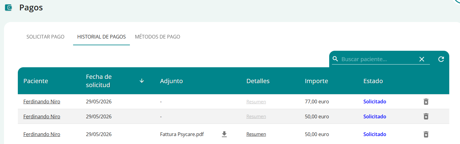 riepilogo pazienti es