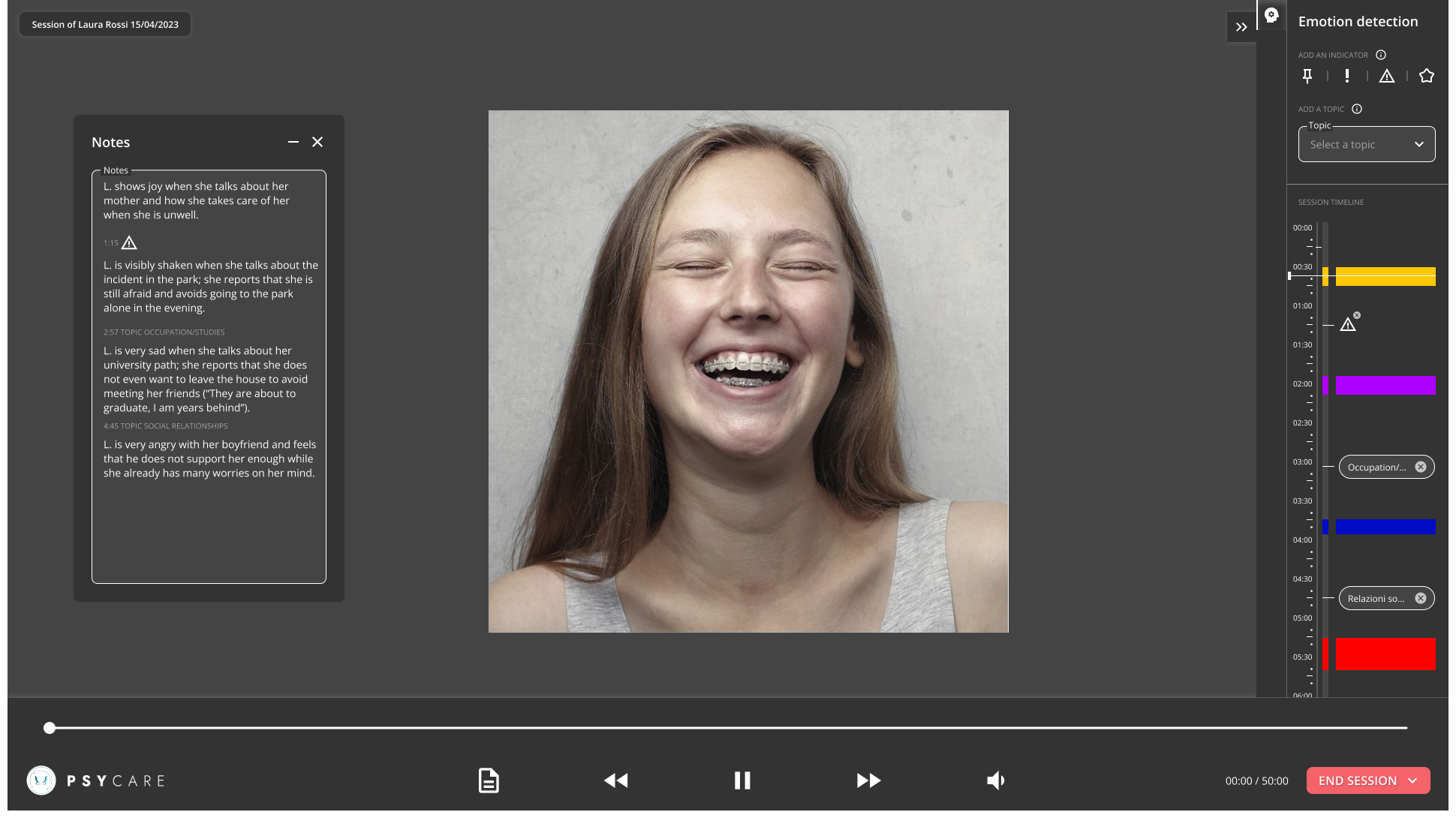 Recordings and emotions detection